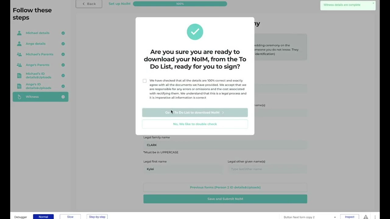 Preparation of the Notice of Intended Marriage form