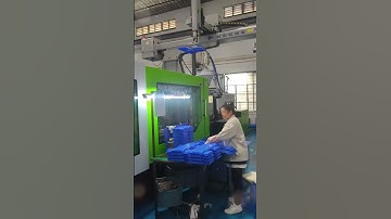 Plastic folding crate produced by injection molding machines