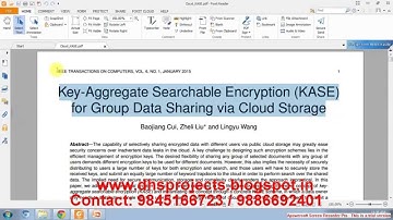 Key Aggregate Searchable Encryption for Group Data Sharing via Cloud Storage | IEEE 2015 PROJECTS
