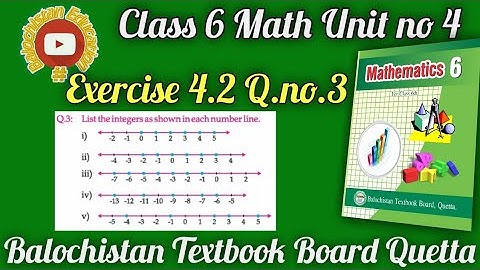 How to list integers shown on number line? #integers Exercise 4.2 Q.3 class 6 Math Balochistan Board