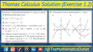 Thomas Calculus Solution Exercise 1.2 Q17, Q18, Q19, Q20, Q21, Q22 || Lec 28