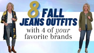 8 Fall Outfits with 4 Pairs of Straight Leg Jeans || Style Tips for Women Over 50