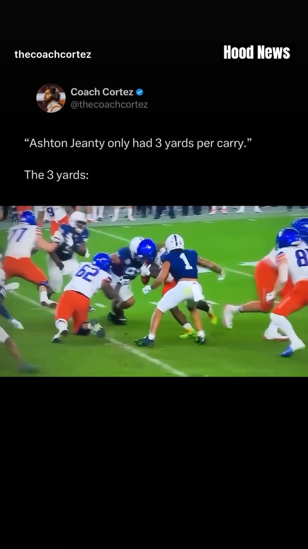 The 3 yards #hoodnews #ashtonjeanty #boisestate #run #football #pennstate #omg #how #wow #wtf #omfg