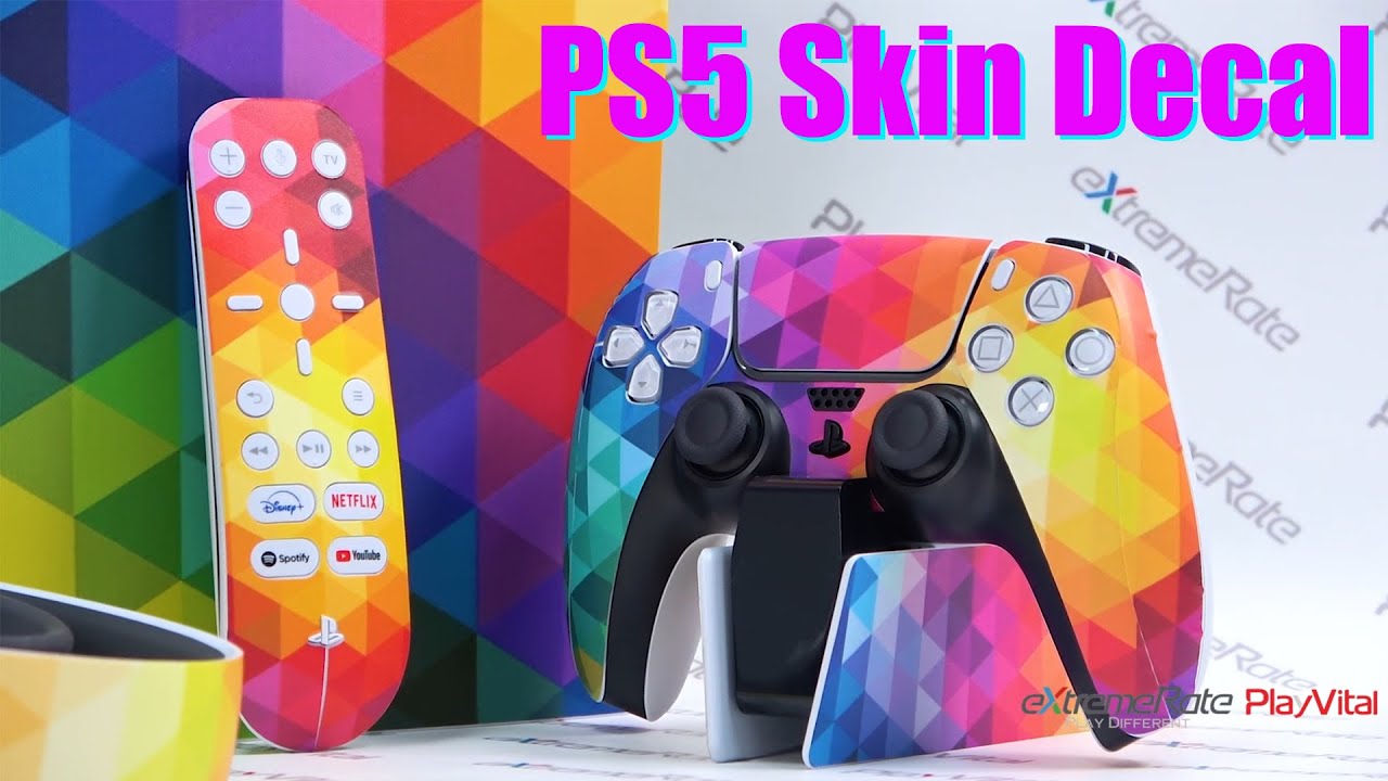 How to Apply PlayVital PS5 Skin Decal - Included Charging Station & Headset  & Media Remote Skins 