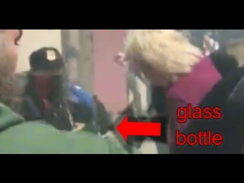 Moldylocks Antifa girl was THROWING GLASS BOTTLES when she got punched