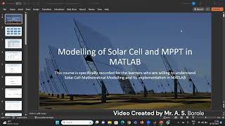 Solar Cell Modelling With MPPT in MATLAB