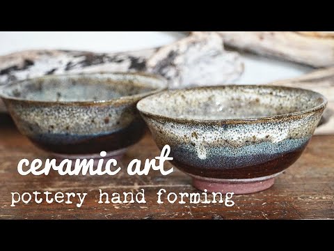 陶芸」pottery/making a bowls/手びねりで茶碗を2個造った【いろいろ