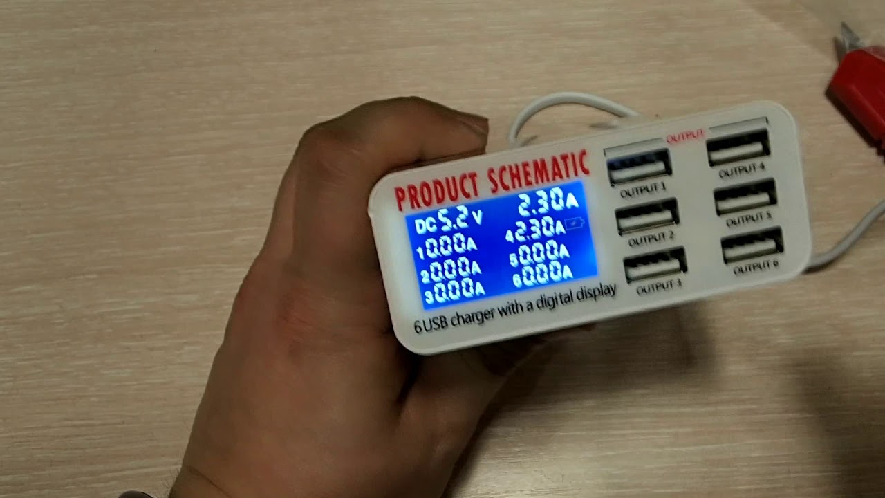 USB зарядник на 6 портов с дисплеем с Алиэкспресс