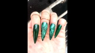 Green Quartz Nails Design, Marble Nail, Quartz Stone Nail Art 2021 Only by Gel Color