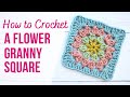 How to crochet a simple flower granny square  for beginners  us terms