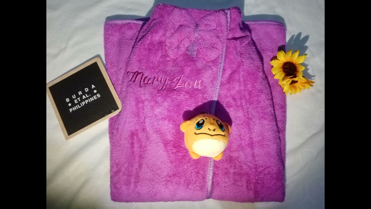 Personalized Korean Microfiber Bath Robe with Embroidered Name