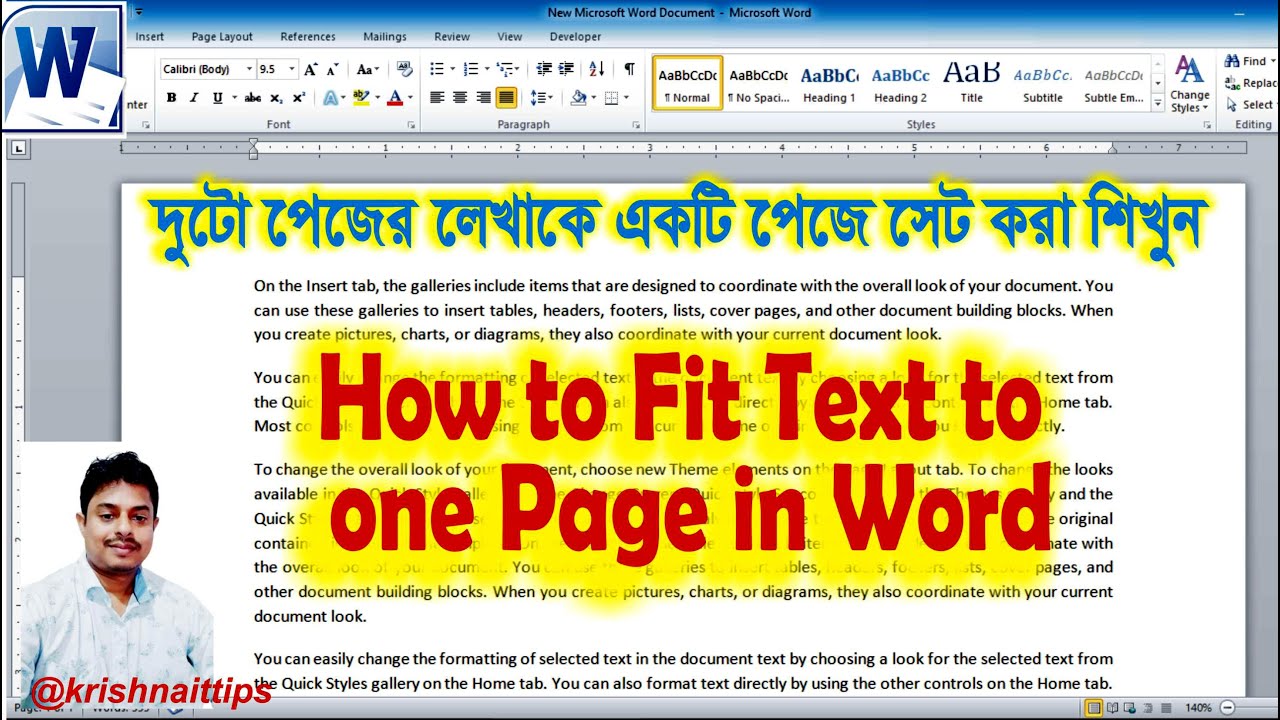 How to fit text to one Page in Word || MS Word Bangla Tutorial - YouTube