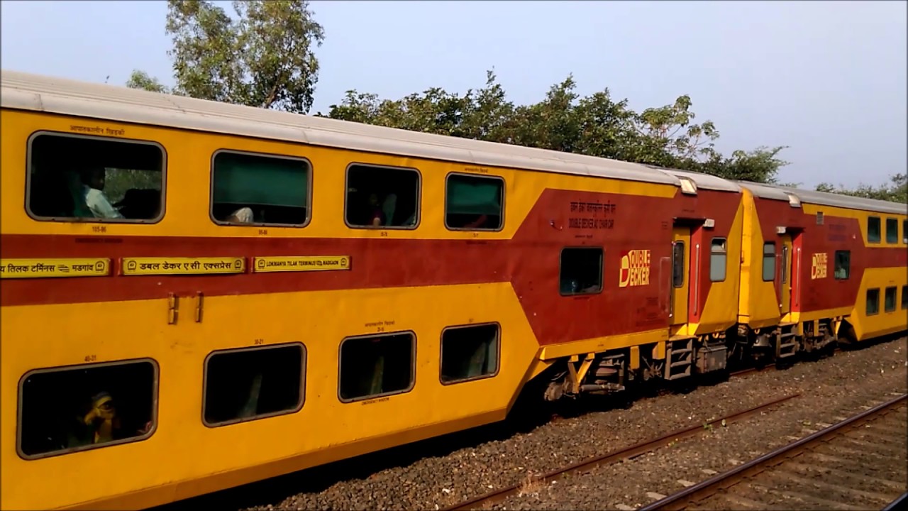  AC Double Decker Train has been spotted on track near Khed - YouTube