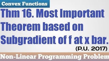 44. Subgradient of f at x bar - Most Important Theorem - Complete Concept - Convex Function