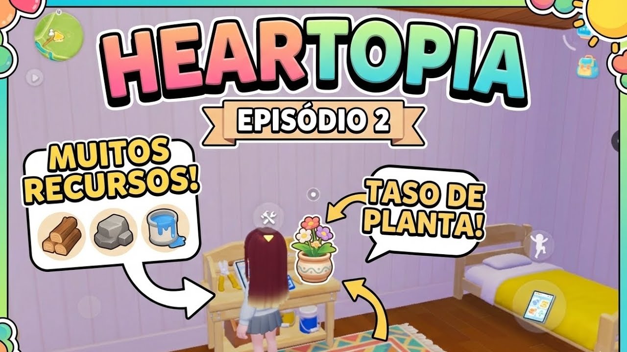 Um dia tranquilo decorando minha casinha no Heartopia... 🌸