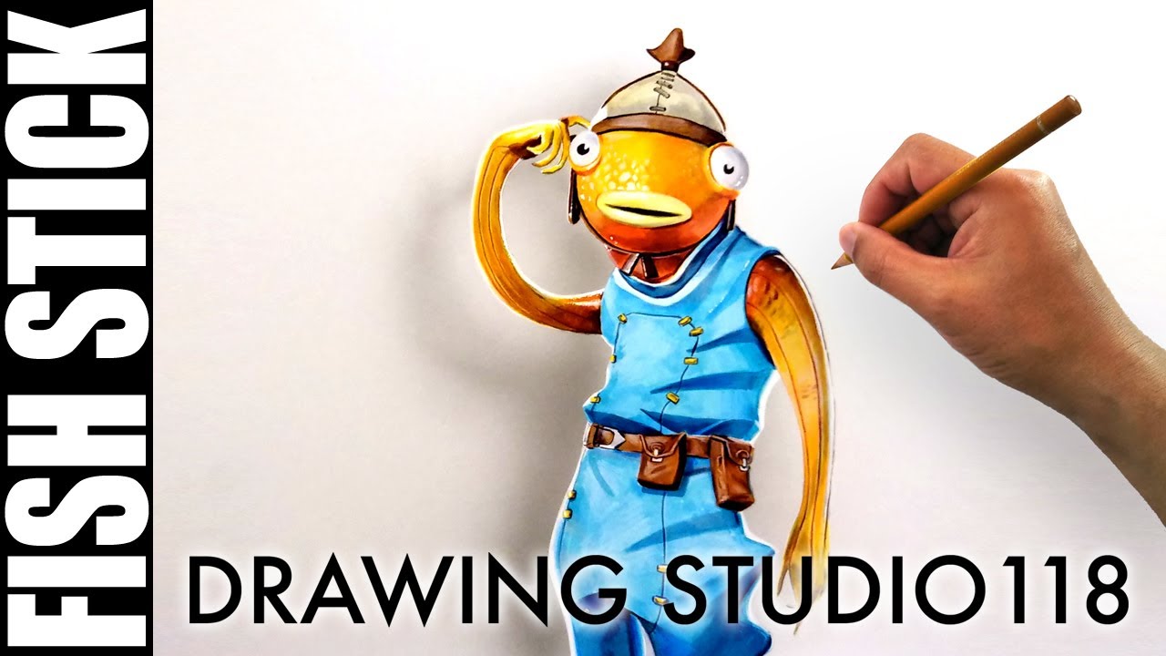 3d Drawing Fortnite Fish Stick Drawing Studio 118 Youtube