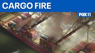 Massive fire burns on ship at Port of LA  | FOX 11 LA
