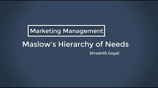Maslow's Hierarchy of Needs | Consumer Behaviour | Theory of Motivation