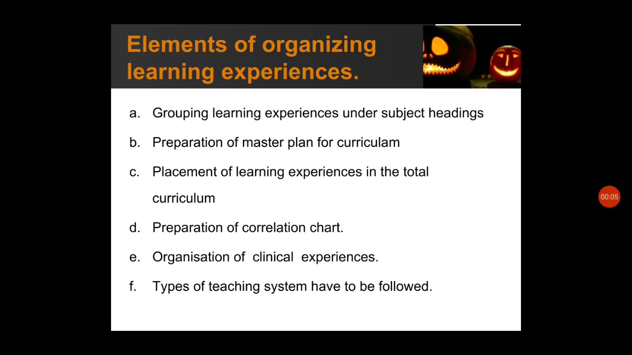 Organizing Learning Experiences elements of organization of learning experiences 1 - YouTube