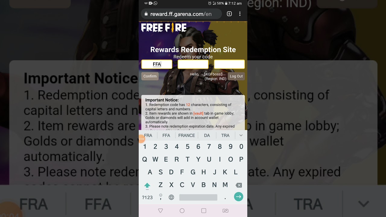 Now also working Asia championship redeem code