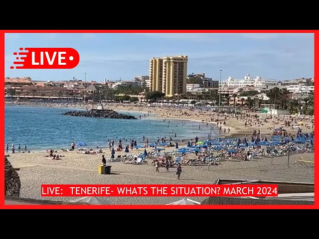 🔴LIVE: TENERIFE- Poor Weather? but it’s BUSY- Los Cristianos Walk- Current situation! ☀️ class=