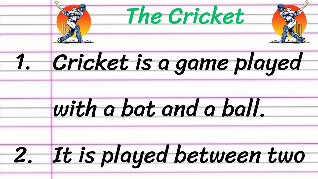 Cricket 10 Lines Essay Writing in English || Short Essay on Cricket ...