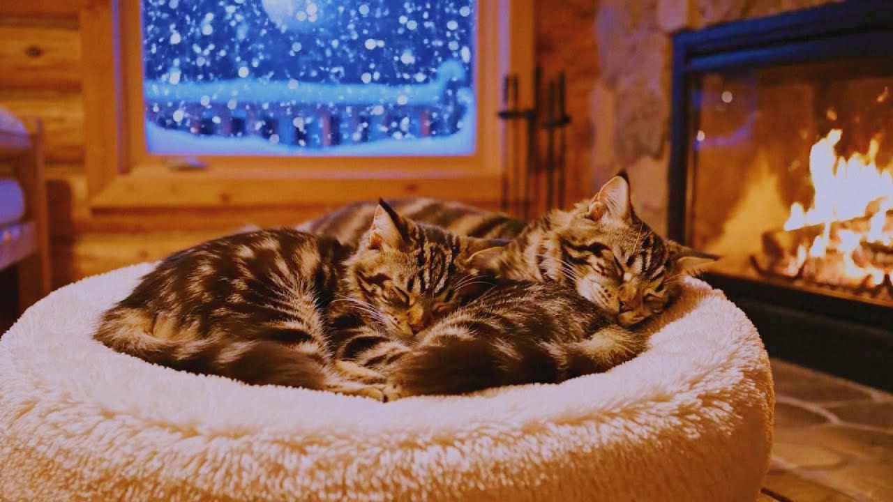 😌🔥 Stress Melts Away Relaxing Fireplace Ambience Warm Cabin Night for Anxiety Relief 🌙