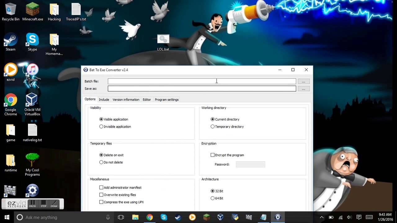 How to use .bat to .EXE YouTube