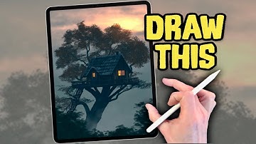 PROCREATE Landscape DRAWING Tutorial in EASY Steps - Tree House