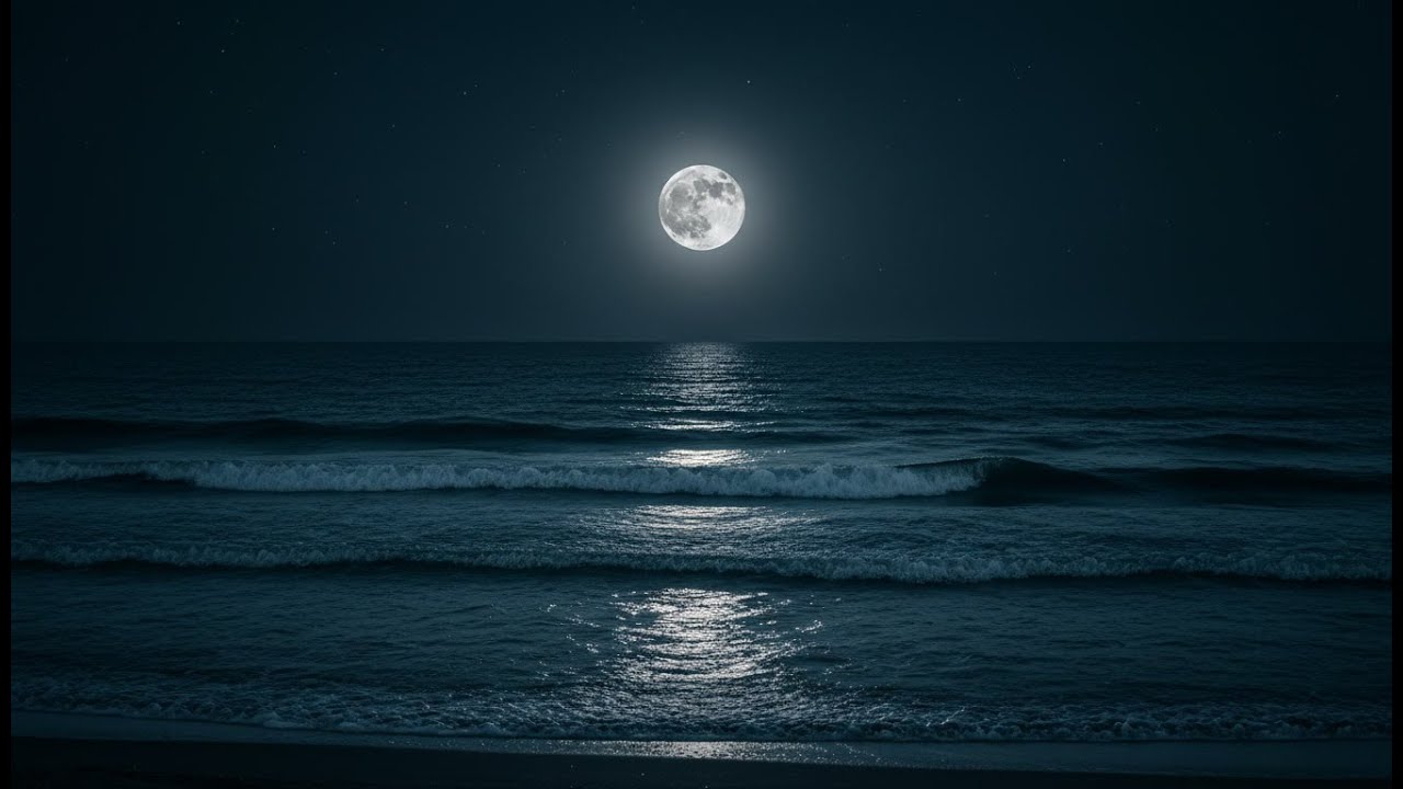 Relaxing Ocean Wave & Moonlight Music for Insomnia Relief
