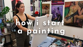 studio vlog | how i tone and start my oil paintings