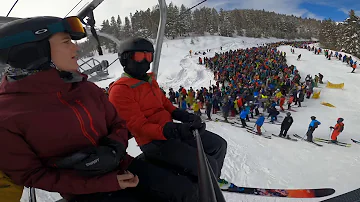 Insane ski lift line at Vail