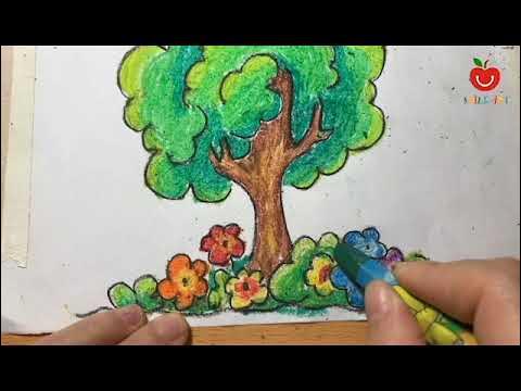 Cách Vẽ Cây- Cách Tô Mầu Cây Bằng Mầu Sáp - How To Draw A Tree. #Ve  #Smileart - Youtube