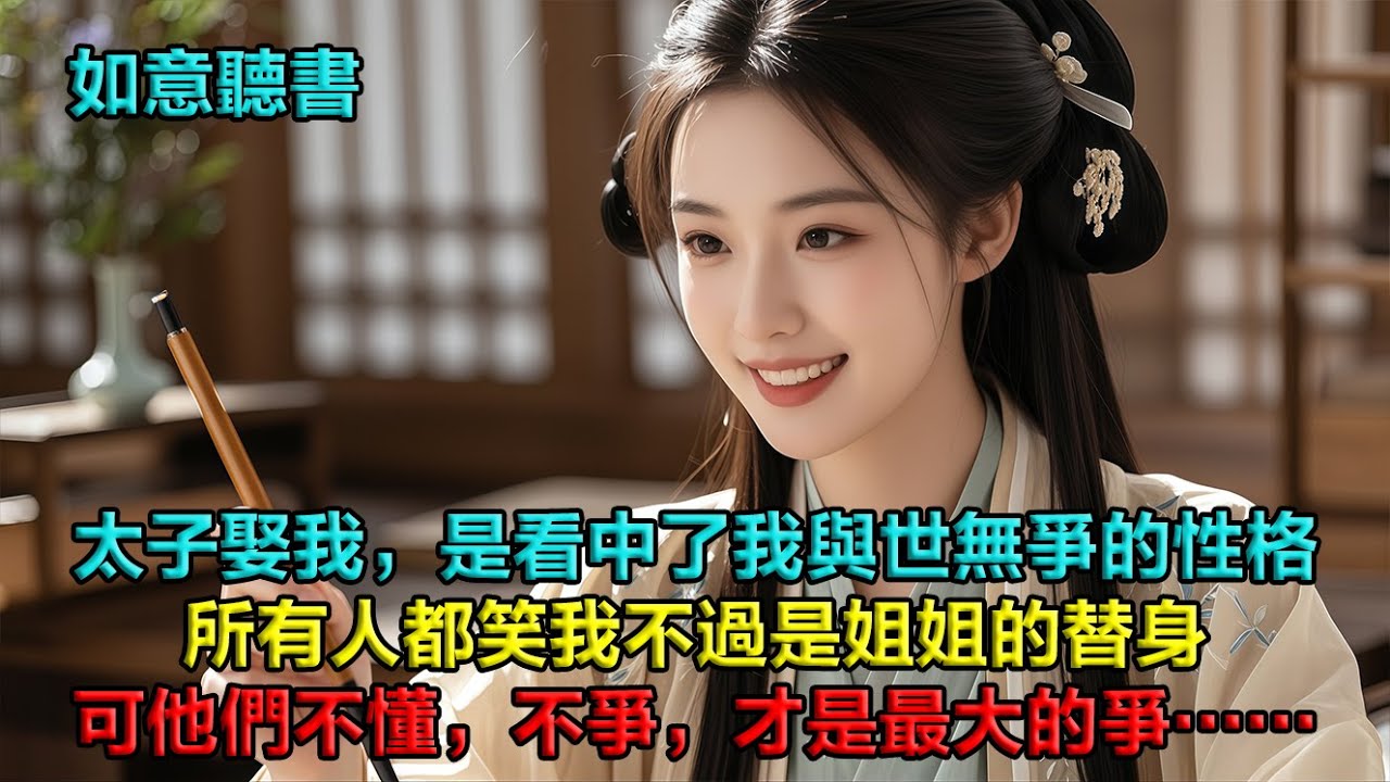 太子娶我，是看中了我與世無爭的性格。他許我太子妃之位，條件是待我姐姐歸來，便需讓賢。我笑着答應了。我嫁入東宮那日，所有人都笑我不過是姐姐的替身。可他們不懂，從他點頭娶我的那一刻起，他就已經輸了