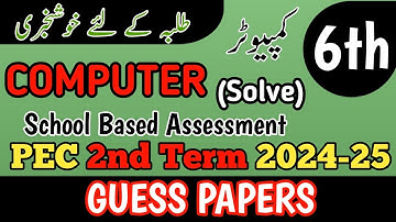 Class 6 Computer 2nd Term Paper School Based Assessment 2024 | SBA Second Term papers 6th Class