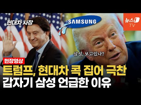 트럼프 &amp;quot;현대차, <strong>뷰티풀</strong>&amp;quot;…삼성엔 &amp;quot;공장 지을 거지?&amp;quot; 관세로 압박
