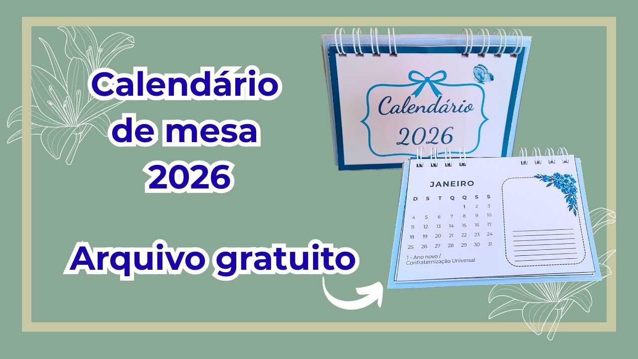 MOLDE GRATUITO | Calendário de mesa 2026 - Como fazer?