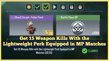 COD Mobile Get 15 Weapon Kills With the Lightweight Perk Equipped in MP Matches Task Complete