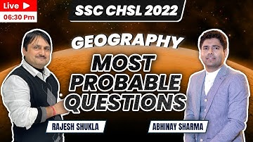 SSC CHSL 2022 | Most Probable Questions | Geography  by Rajesh Shukla Sir