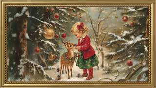 Christmas Greeting Card | Gold Frame TV Art | ❄️🎄☃️ Peaceful Piano & Classic Holiday Music for Focus