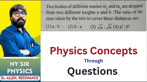 Two bodies of different masses m and m, are dropped from two different heights an and b. The ratio