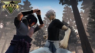 GTA 5 - Gojo vs Sasuke in KONOHA | The Six Eyes vs the Sharingan