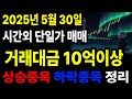 주식 시간외거래 시간외단일가매매 2025년5월30일 주식브리핑 시간외단일가 매매 거래대금 10억이상 5월 30일 시간외상승종목 #주식 #주린이공부 #투자