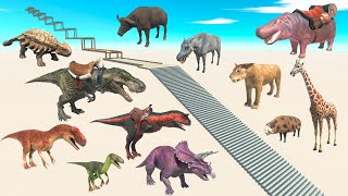 Animals vs Dinosaurs Giant Stairs Race - Animal Revolt Battle Simulator