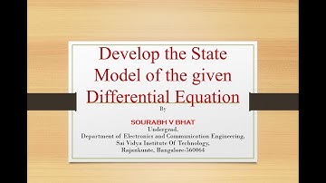 Development of state model equation from differential equation | Control Systems  | SVIT