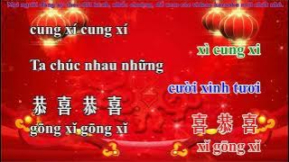 Hát Tiếng Trung Bồi  Chúc tết, nhạc Hoa song ngữ karaoke, gong xi gong xi, 恭喜恭喜