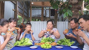 Ngon Giòn Rụm với Món Tép Chiên Bột Cuốn Rau Vườn Chấm Nước Mắm Chua | BQCM & Family T708