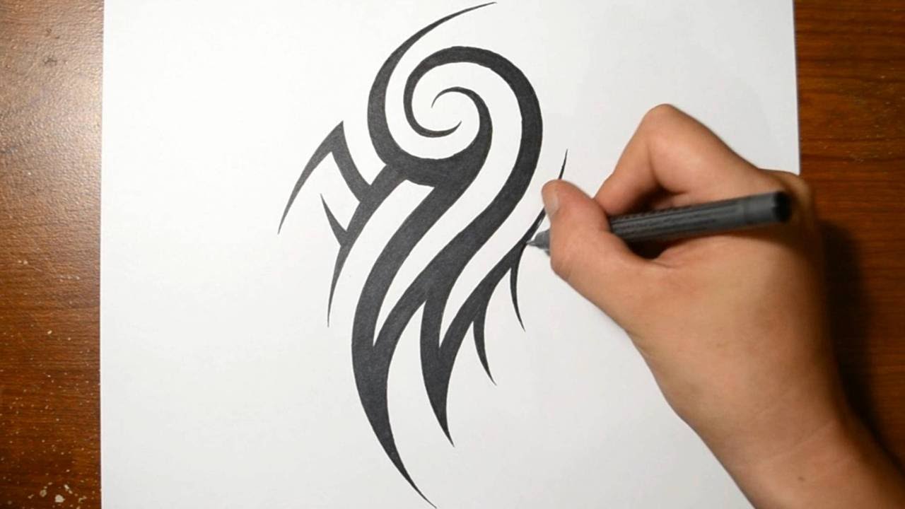 How to Draw a Cool Tribal Arm Tattoo Design - YouTube