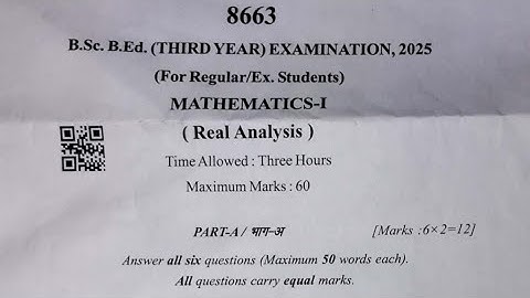 B.SC B.Ed 3rd Year Mathematics Paper 1st Exam 2025 | B.Sc B.Ed 3rd Year Mathematics Paper 1st Exam