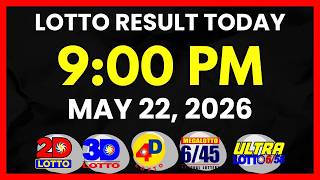 Lotto Result Today 9PM Draw  May 22, 2026 | 2D, 3D Swertres, 4D, 6/45, 6/58, PCSO#lotto